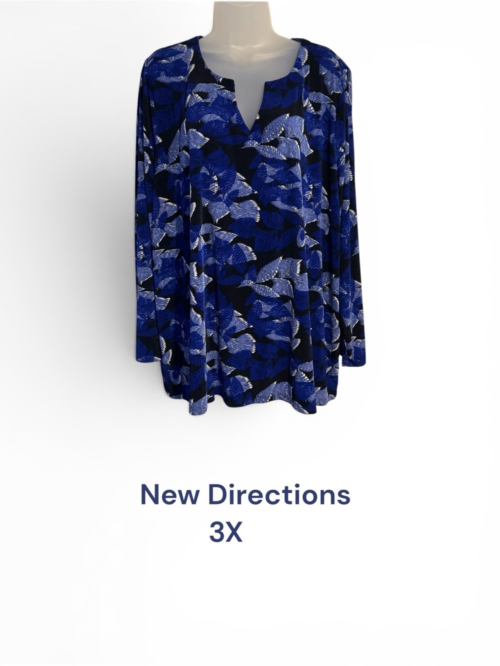 New Directions Blue & Black Abstract Notch-Neck Top PLUS: 3X Bin#14 - Picture 1 of 8